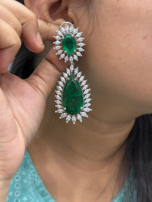Green Doublets Long Earrings