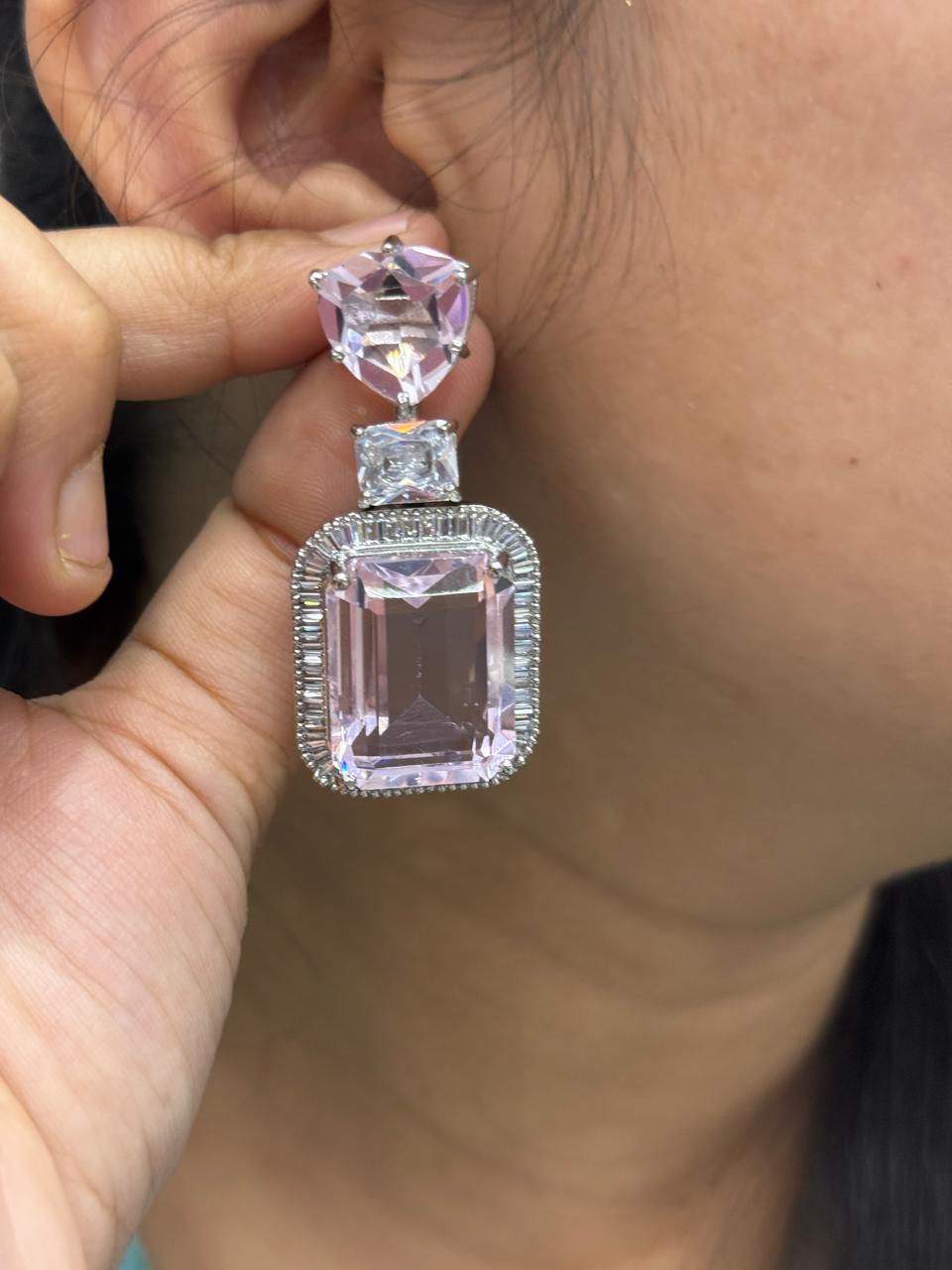 Pink CZ Doublet Earring