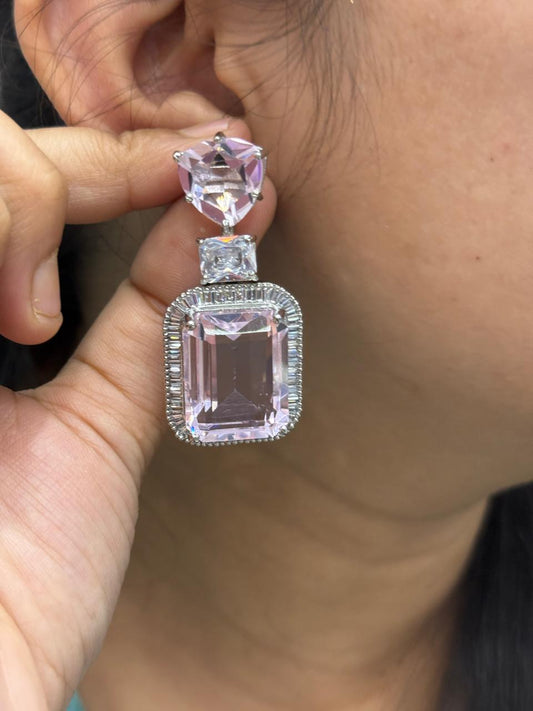 Pink CZ Doublet Earring