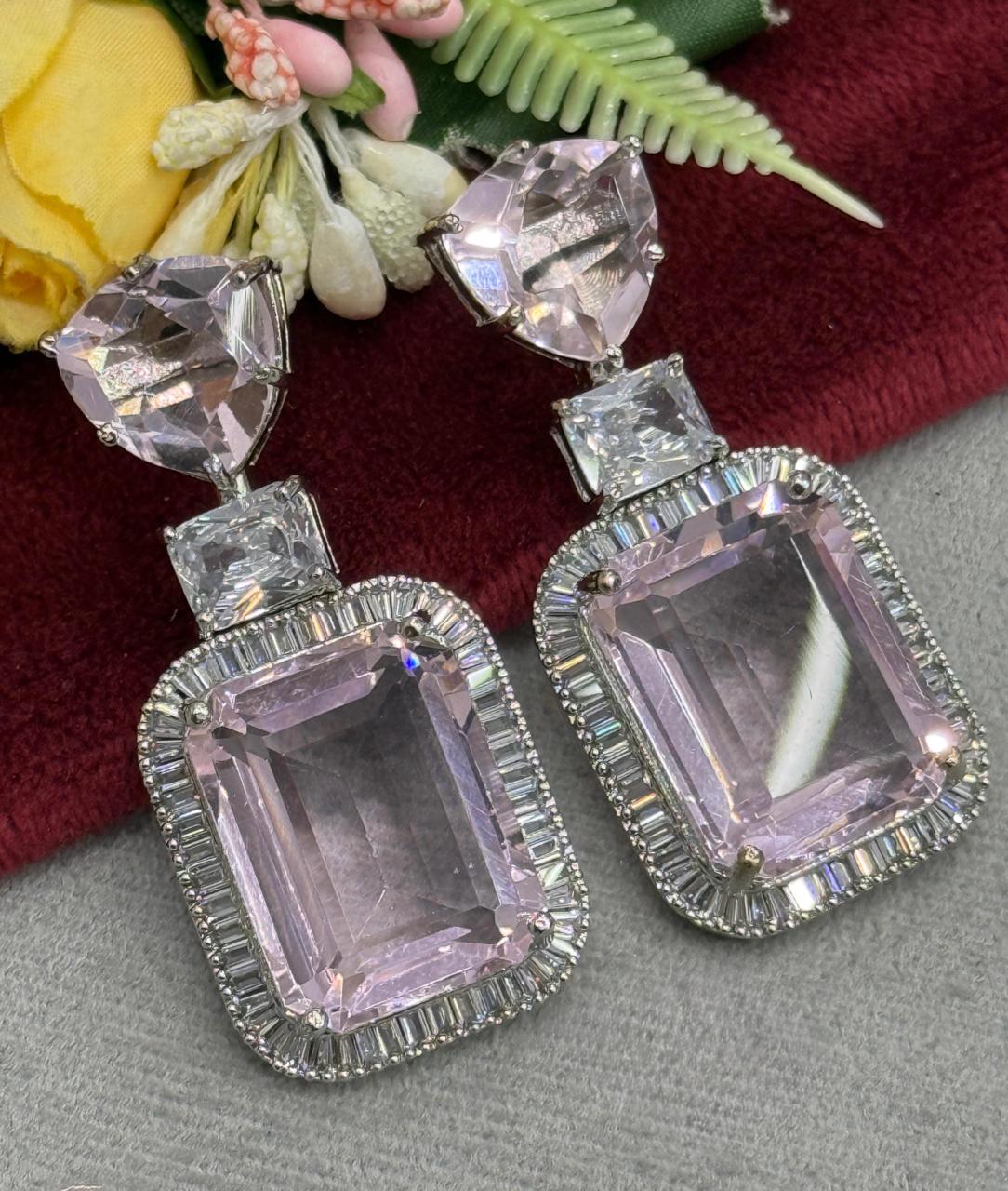 Pink CZ Doublet Earring