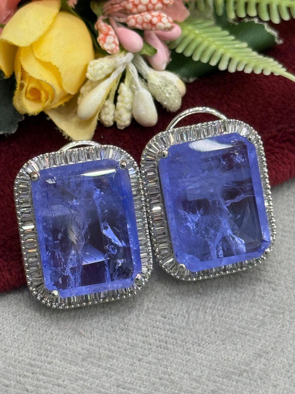 Blue Cz Doublet Studs