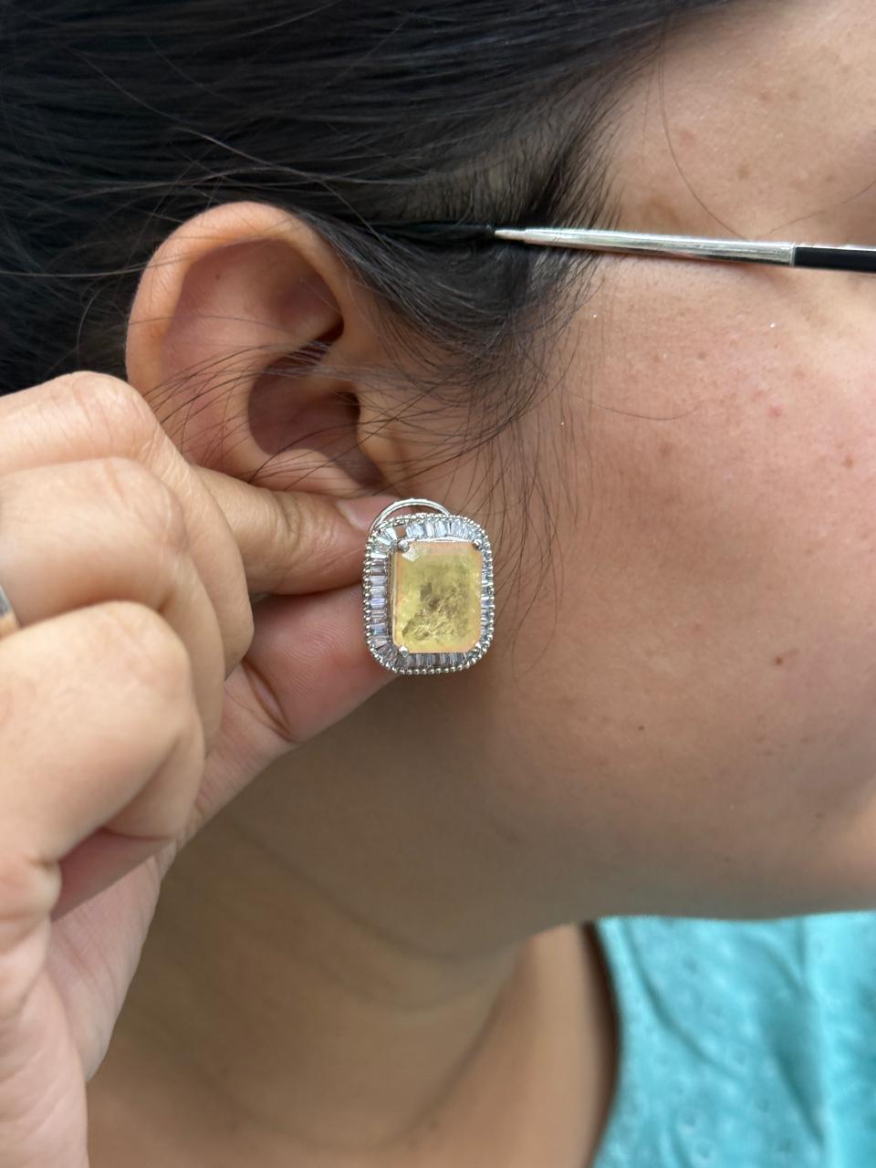 Yellow Cz Doublet Studs