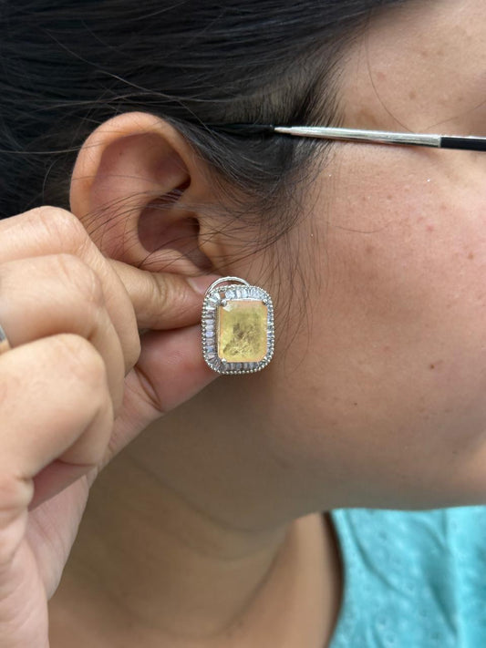 Yellow Cz Doublet Studs