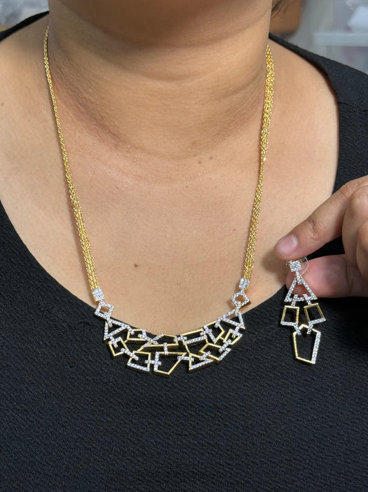 Cz Gold Pendent Set