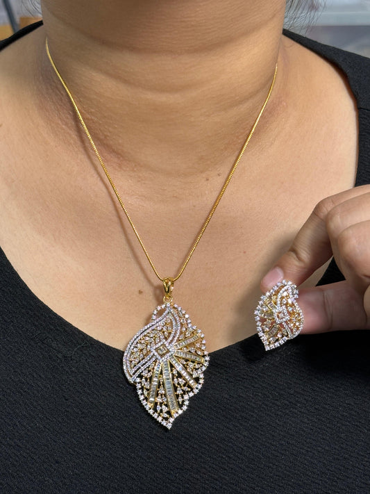Cz Gold Pendent Set