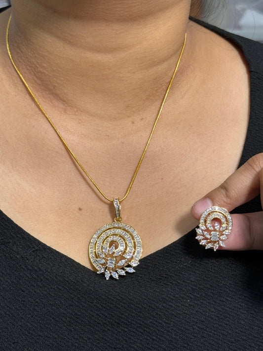 Gold CZ Pendant Set