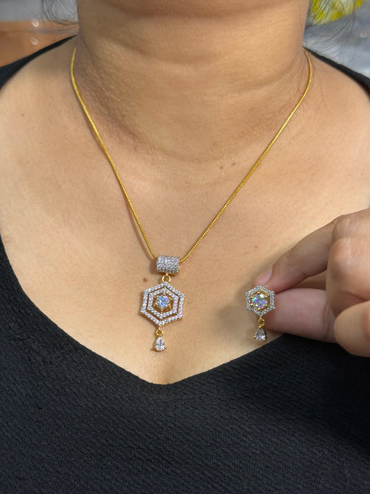 Gold Cz Pendent Set