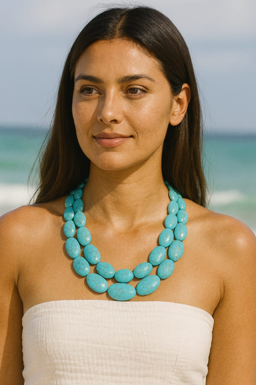 TURQUOISE DOUBLE LAYER MALA 9-10mm size