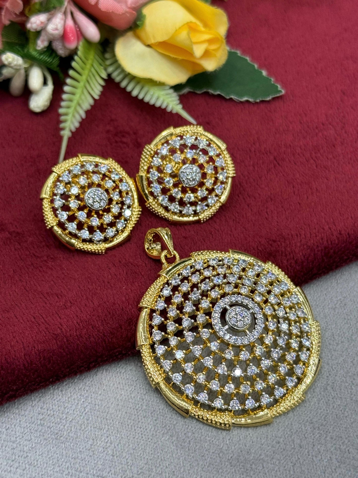 Gold CZ Pendant Set