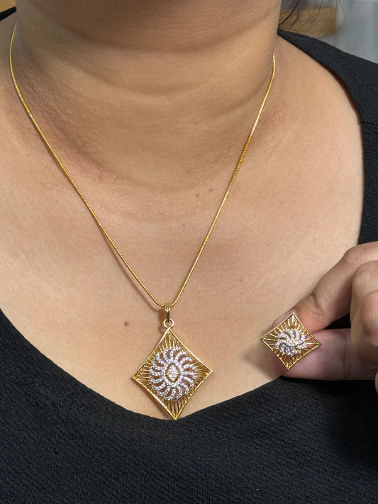 Gold CZ Pendant Set