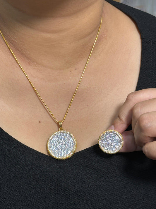 Gold Cz Pendent Set