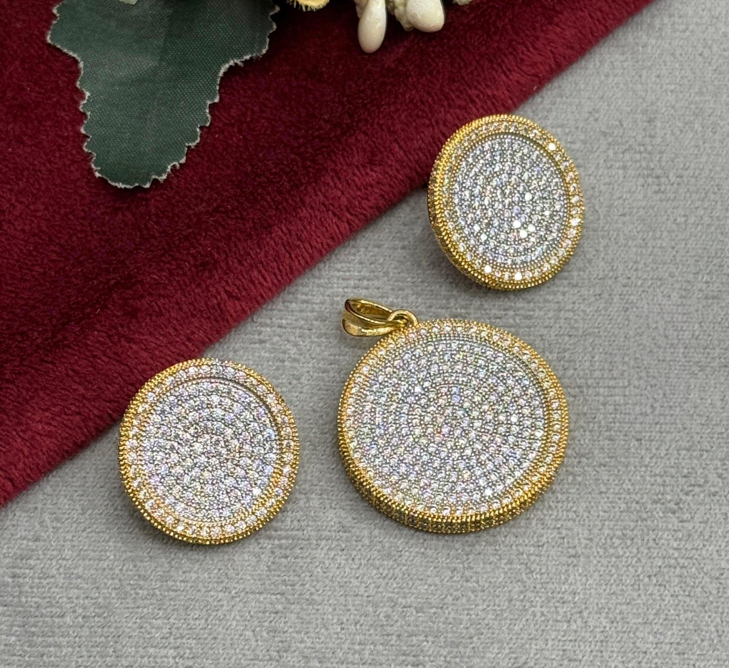 Gold Cz Pendent Set
