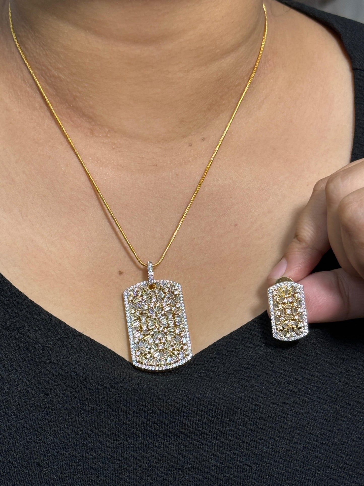 Gold Cz Pendent set
