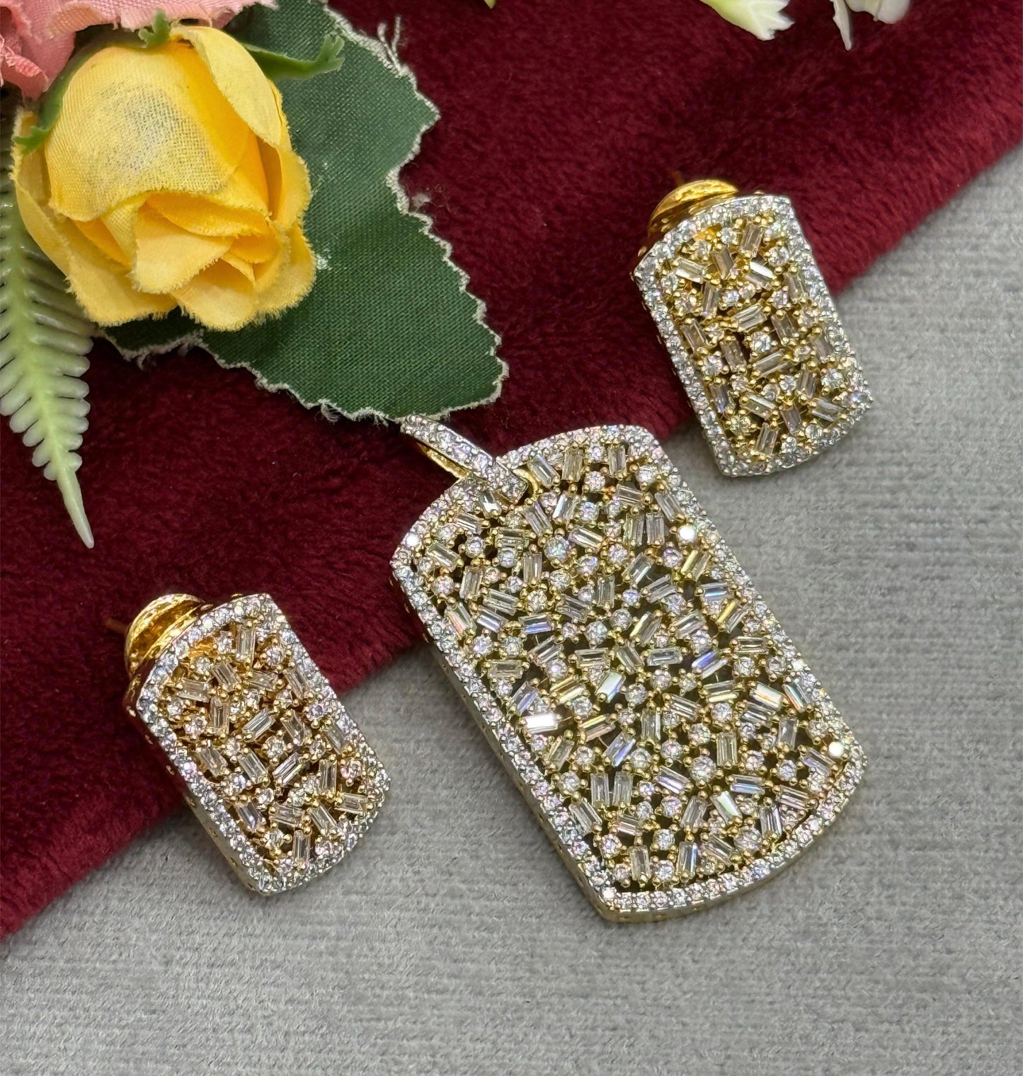 Gold Cz Pendent set