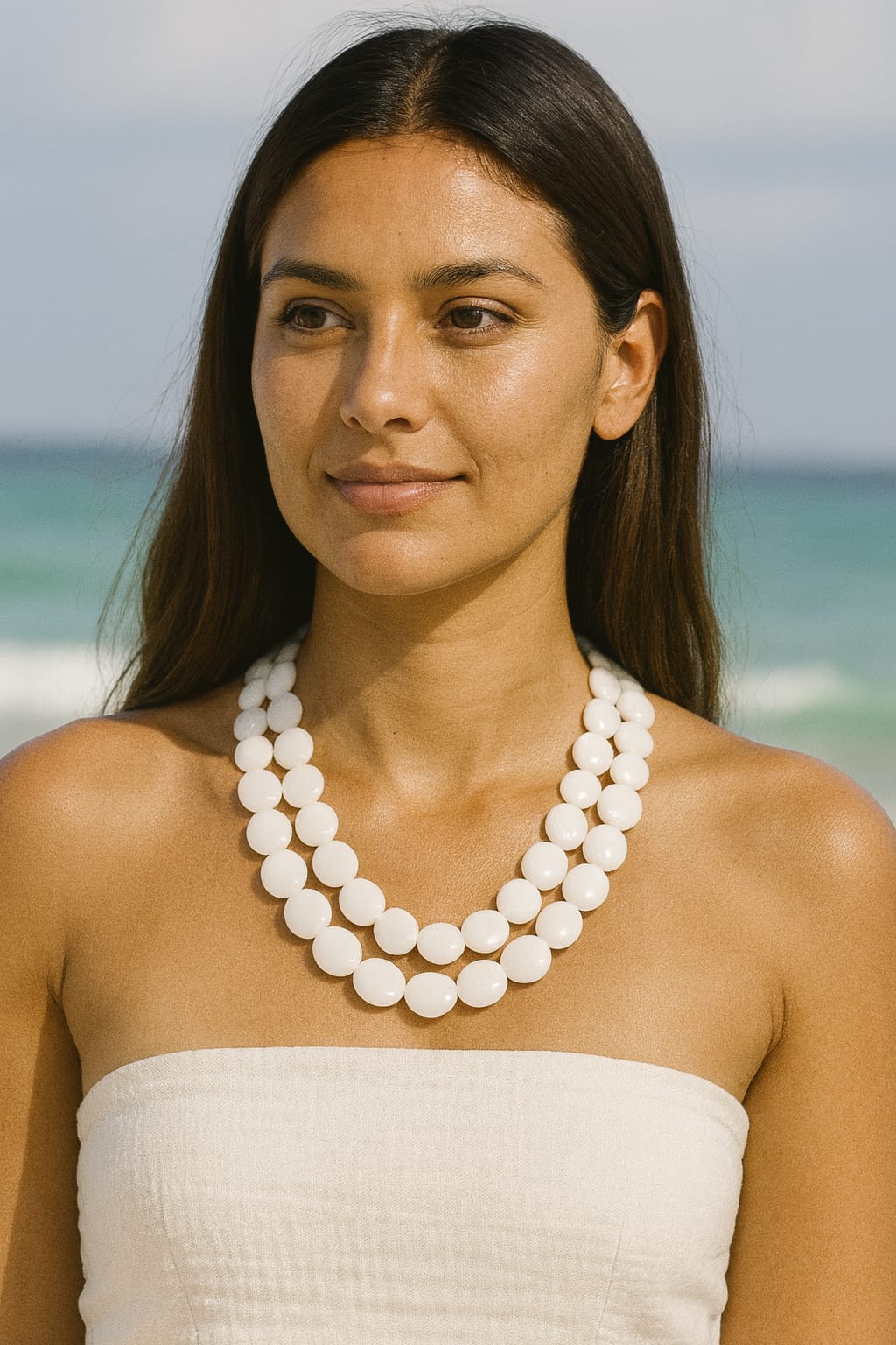 WHITE OPAL TWO ROWS MALA 6-7mm SIZE