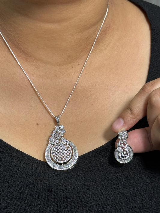 Leafy CZ Pendant Set