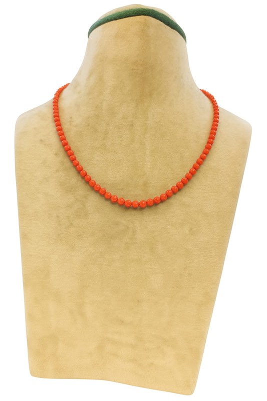 ORANGE CORALS SINGLE LAYER MALA FOR WOMEN 2-3mm SIZE