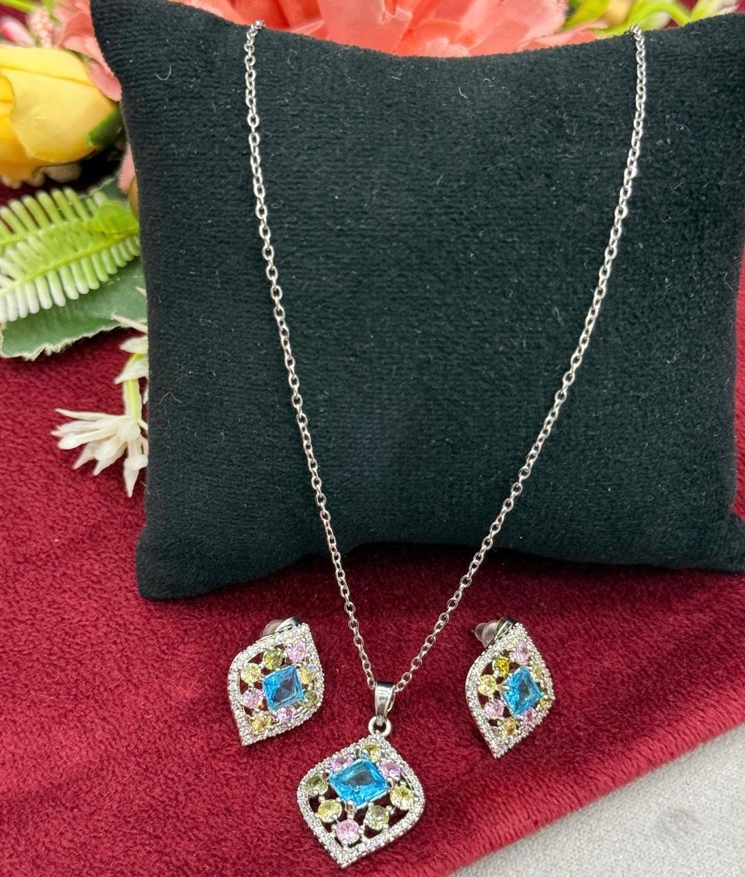 Multicolored Cz Pendant set