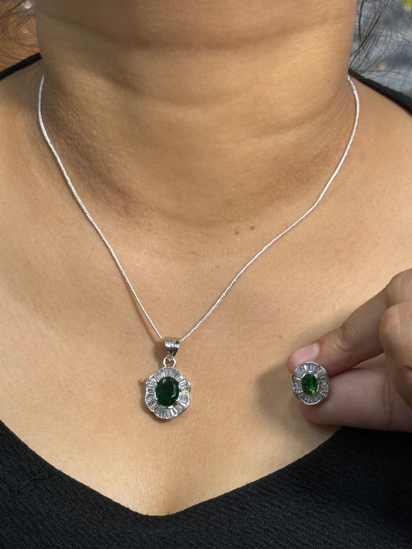 Swaroski Inspired Pendant Set