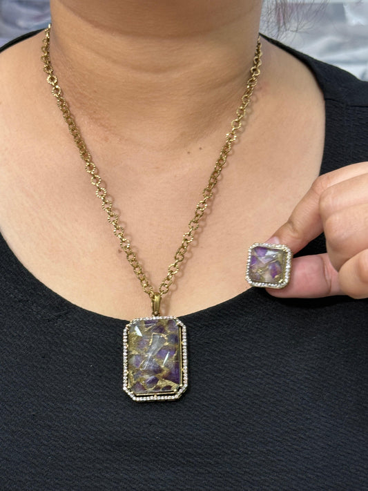Marbel Doublet Stone Pendent Set