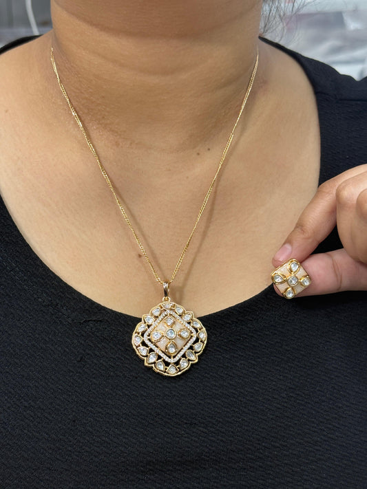 Ivory Meenakari Kundan Pendent set