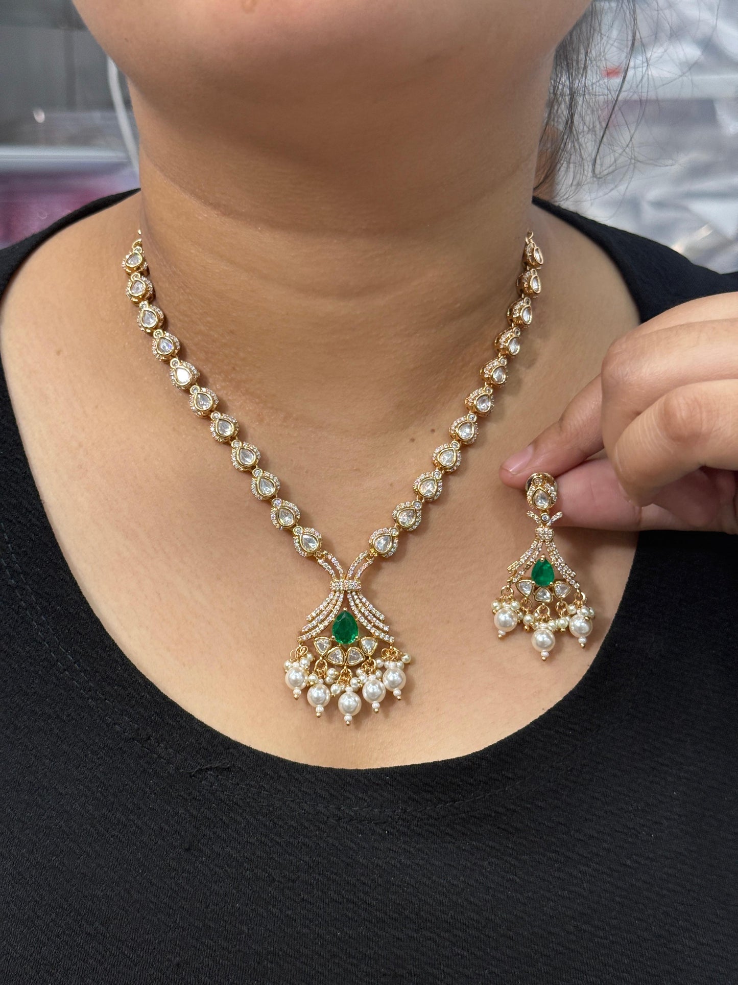 Polki Green Doublet necklace