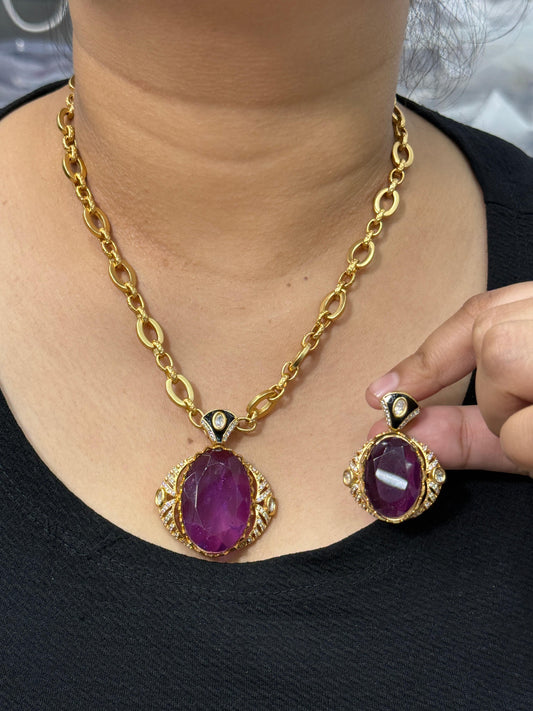 Fusion Purple Doublet Pendent set