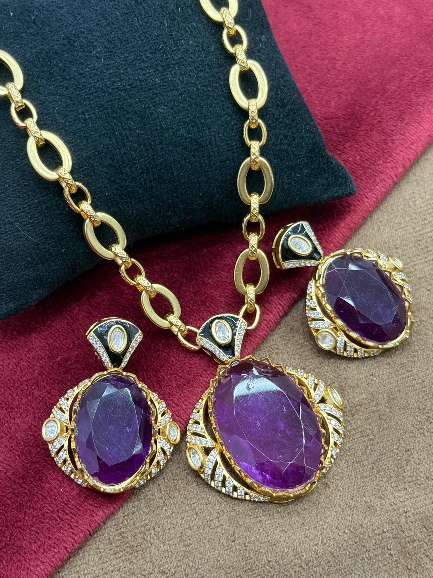 Fusion Purple Doublet Pendent set