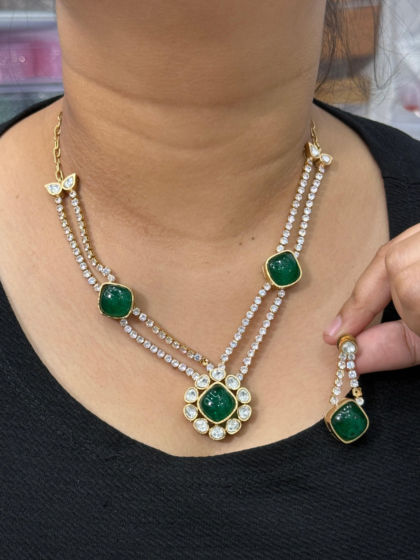Fusion Green Double Layer Pendant set