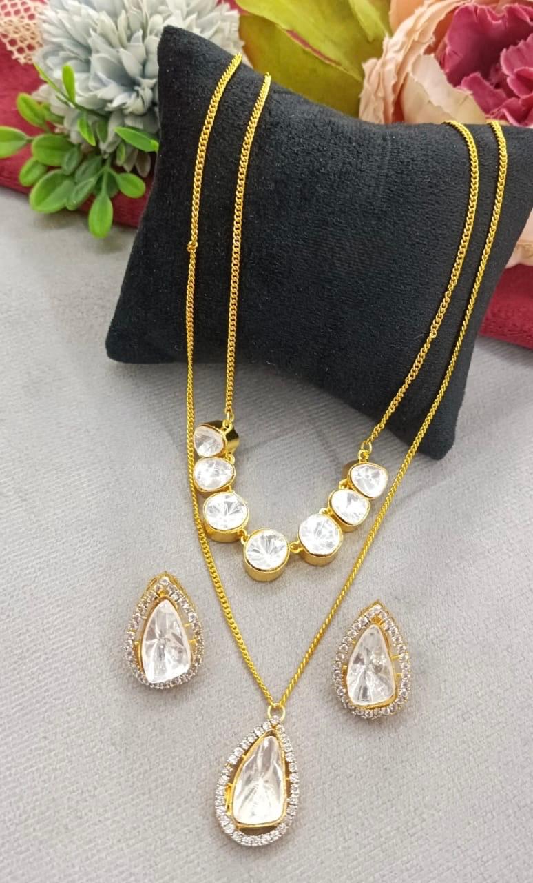 Double Layer Kundan Gold Pendant Set