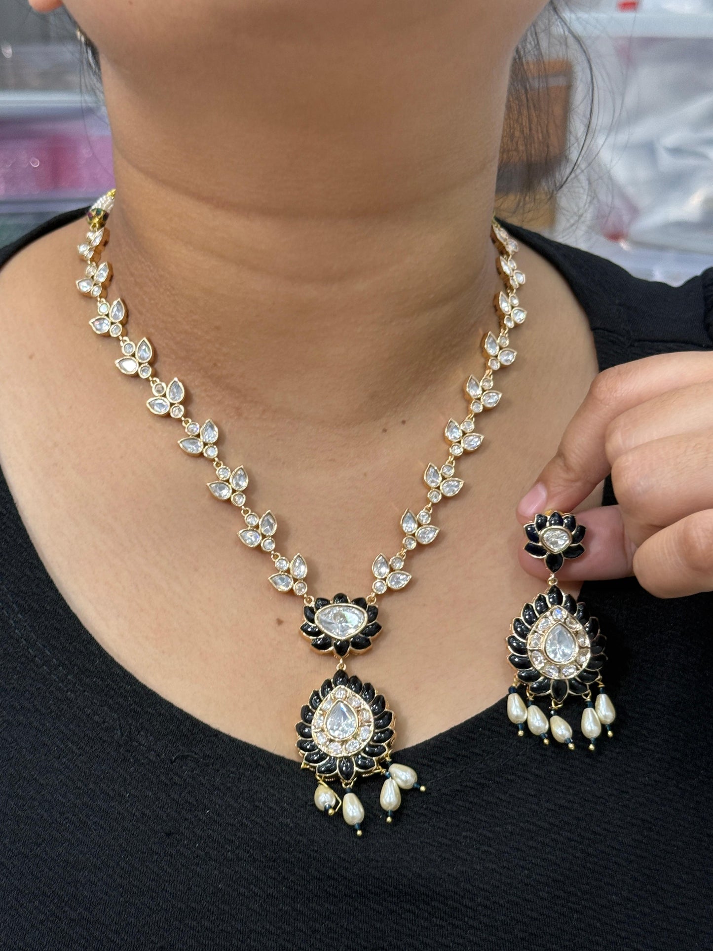 Ayana Gold Blue  Pendant Set