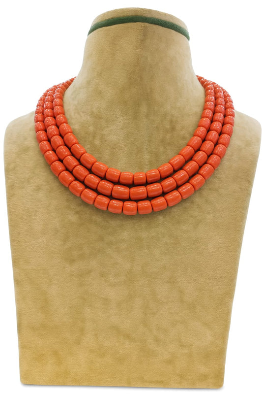 CORALS THREE LAYER MALA FOR WOMEN 6-7mm SIZE