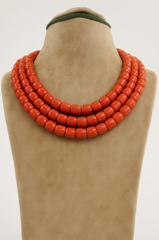 CORALS THREE LAYER MALA FOR WOMEN 8-9mm SIZE