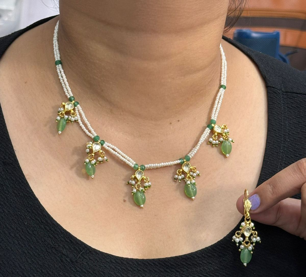 Floride Beading With Kundan Pearl Necklace