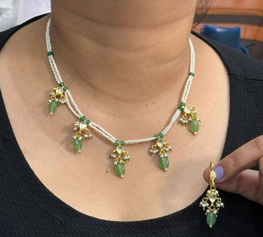 Floride Beading With Kundan Pearl Necklace