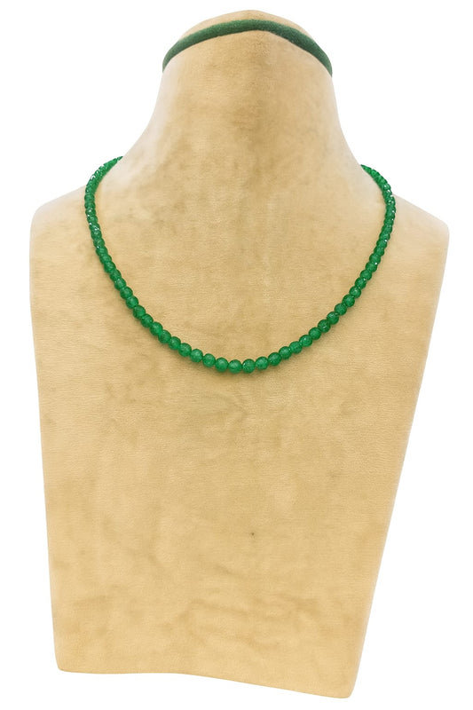 SINGAL LAYER GREEN ONYX MALA FOR WOMEN 2-3mm SIZE