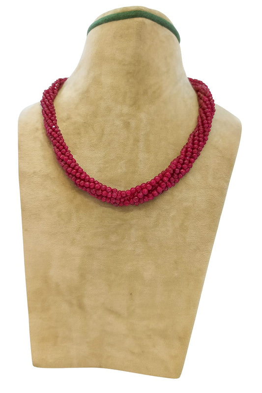 RED ONYX FIVE ROWS TWISTED MALA 2-3mm SIZE