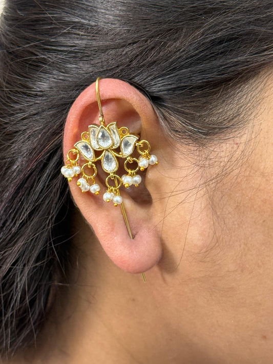 Ethnic Floral  White Earcuff