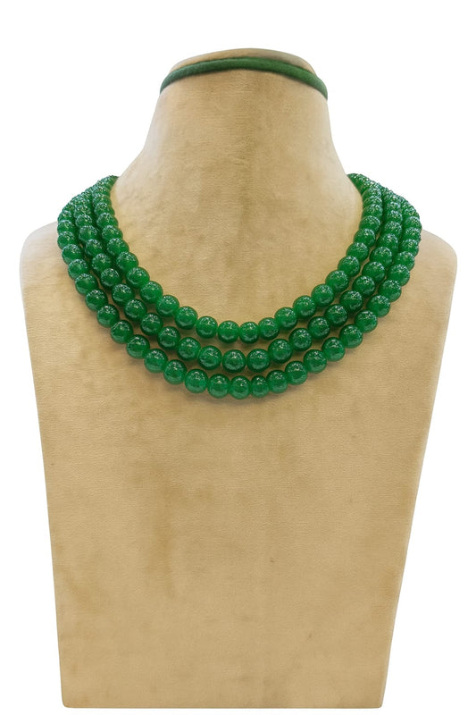 GREEN JADE THREE ROWS MALAFOR WOMEN 7-8mm SIZE