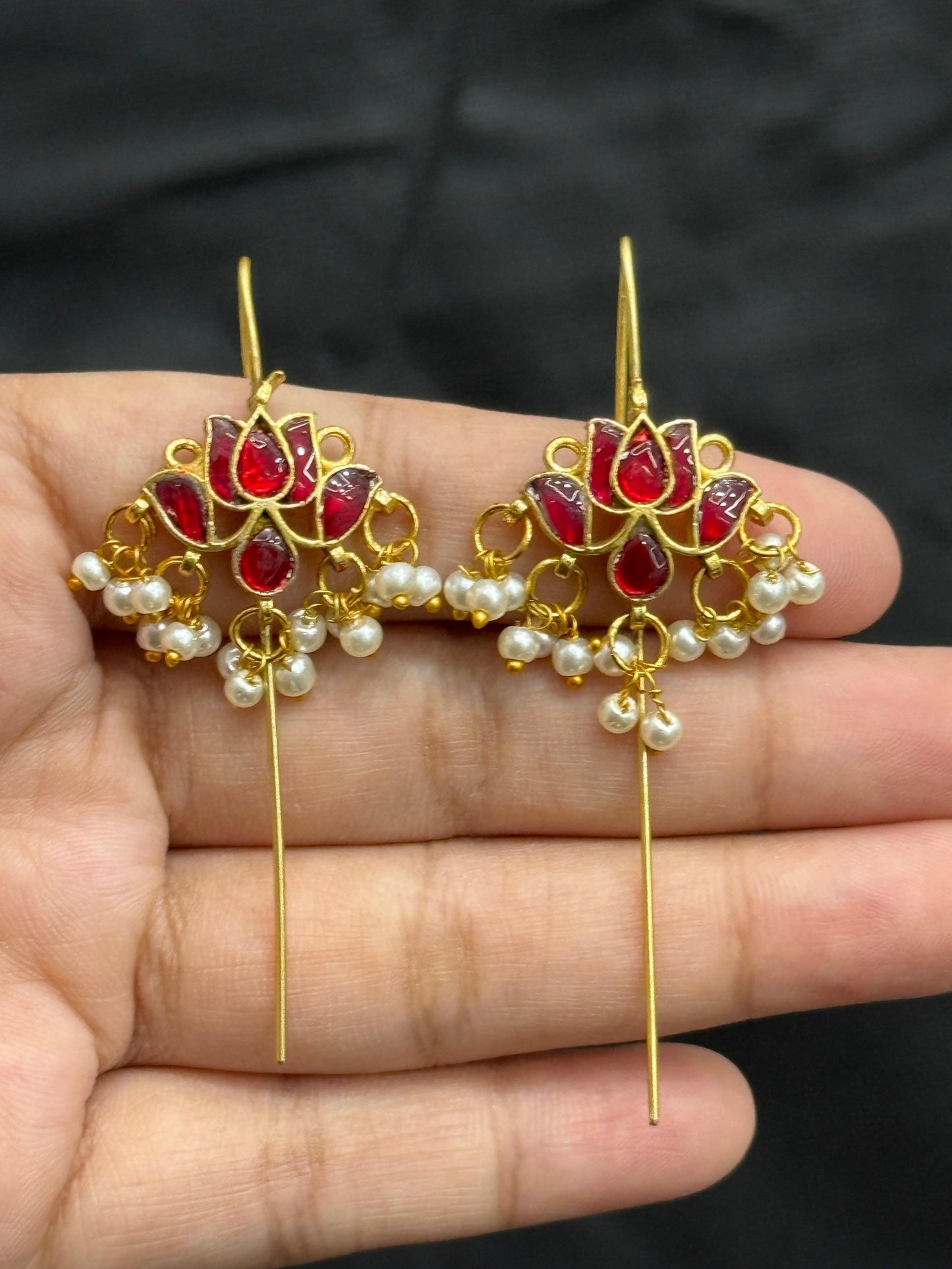 Ethnic Floral  Ruby Earcuff
