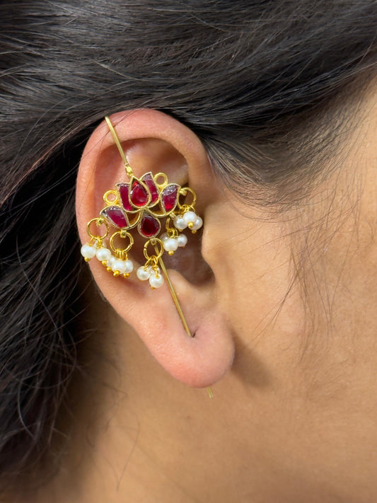Ethnic Floral  Ruby Earcuff