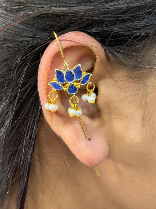 Ethnic Floral Blue Earcuff