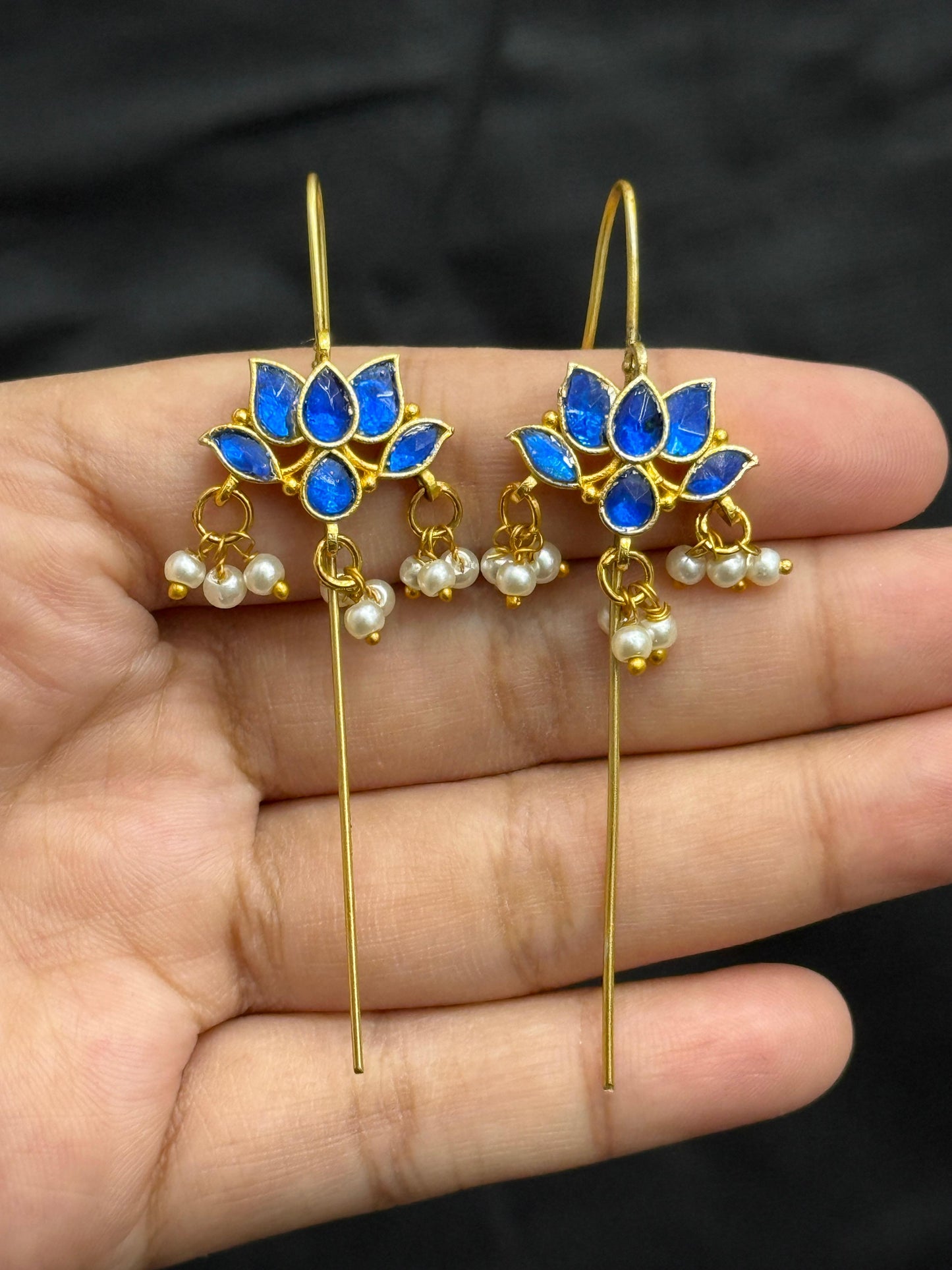 Ethnic Floral Blue Earcuff