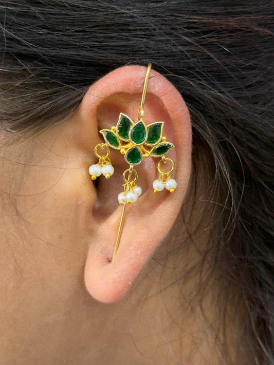 Ethnic Floral Emerald Green Earcuff