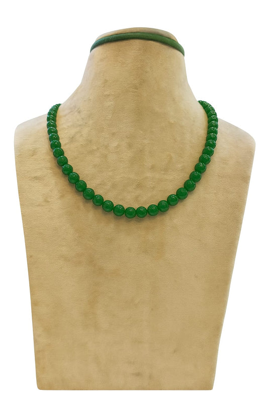 GREEN JADE SINGLE LAYER MALA FOR WOMEN 7-8mm SIZE