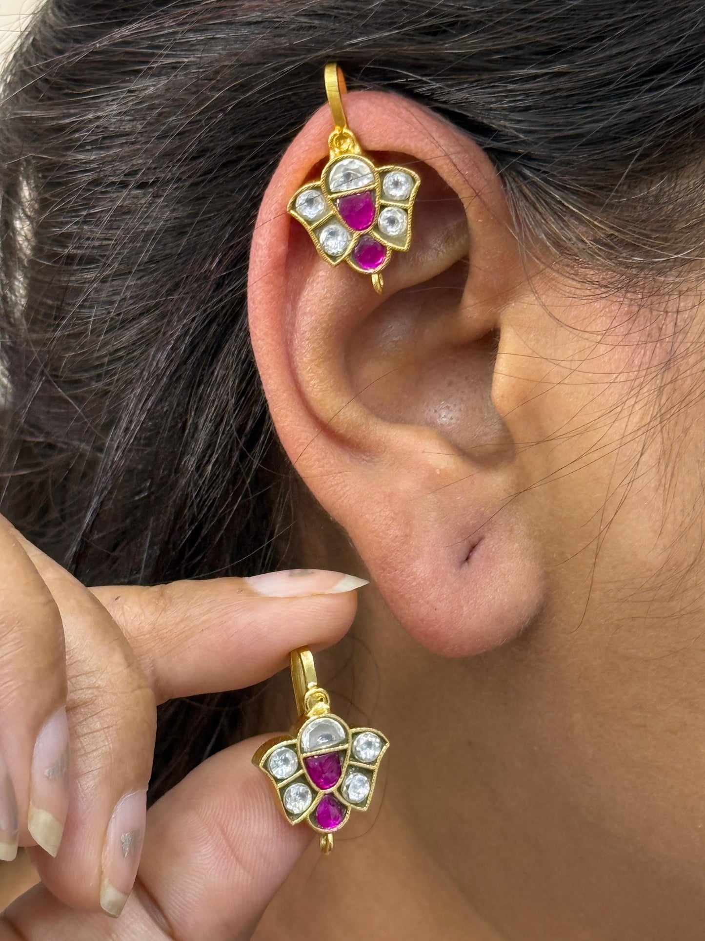 Floral Polki Earcuff
