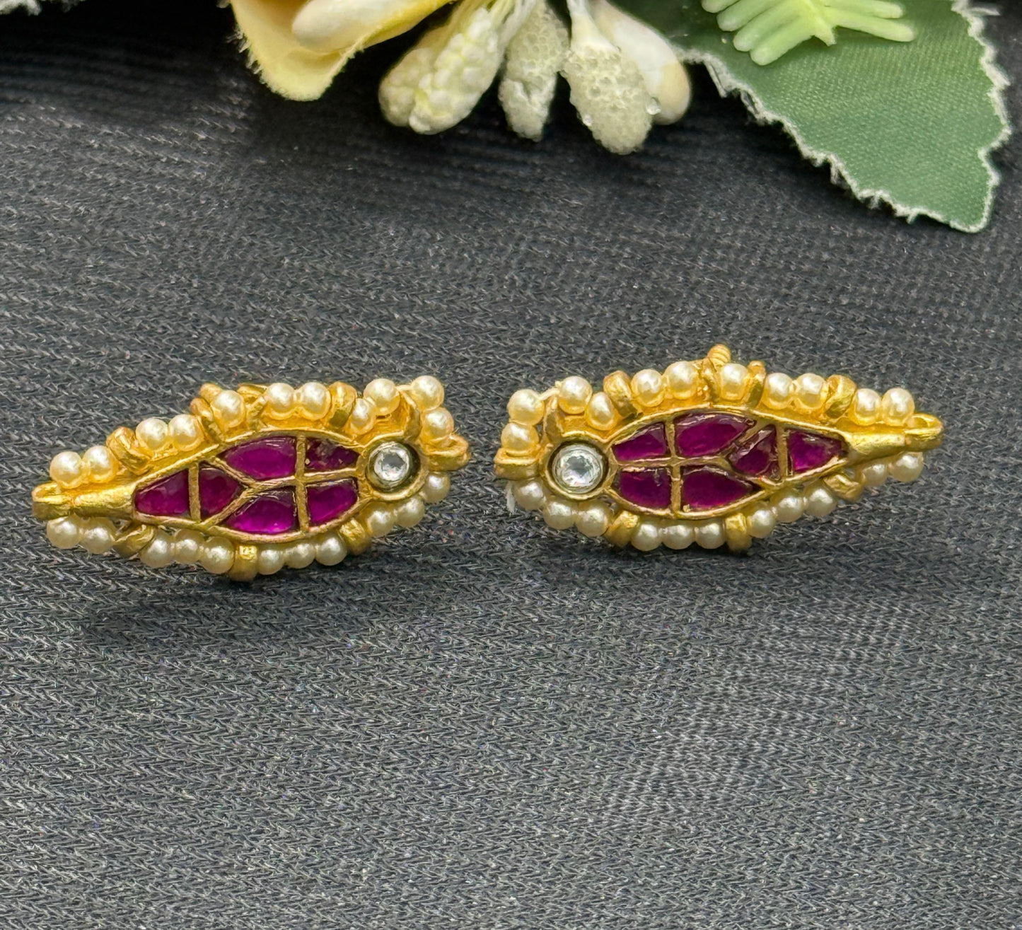 Cute Little Peacock Ruby Studs