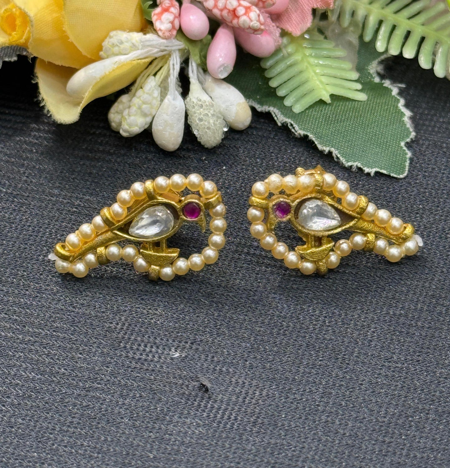 Cute Little Sparrow  White Studs