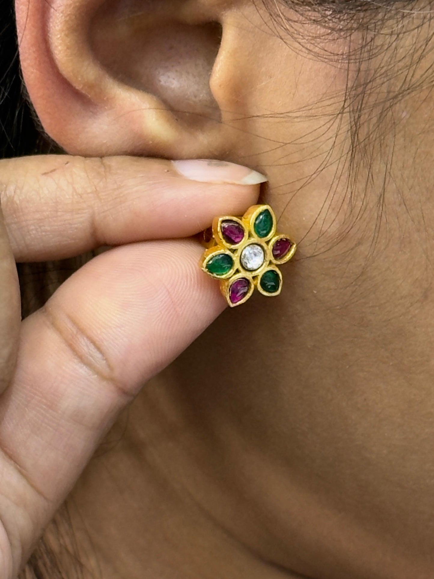 Kundan Petal Multi Studs
