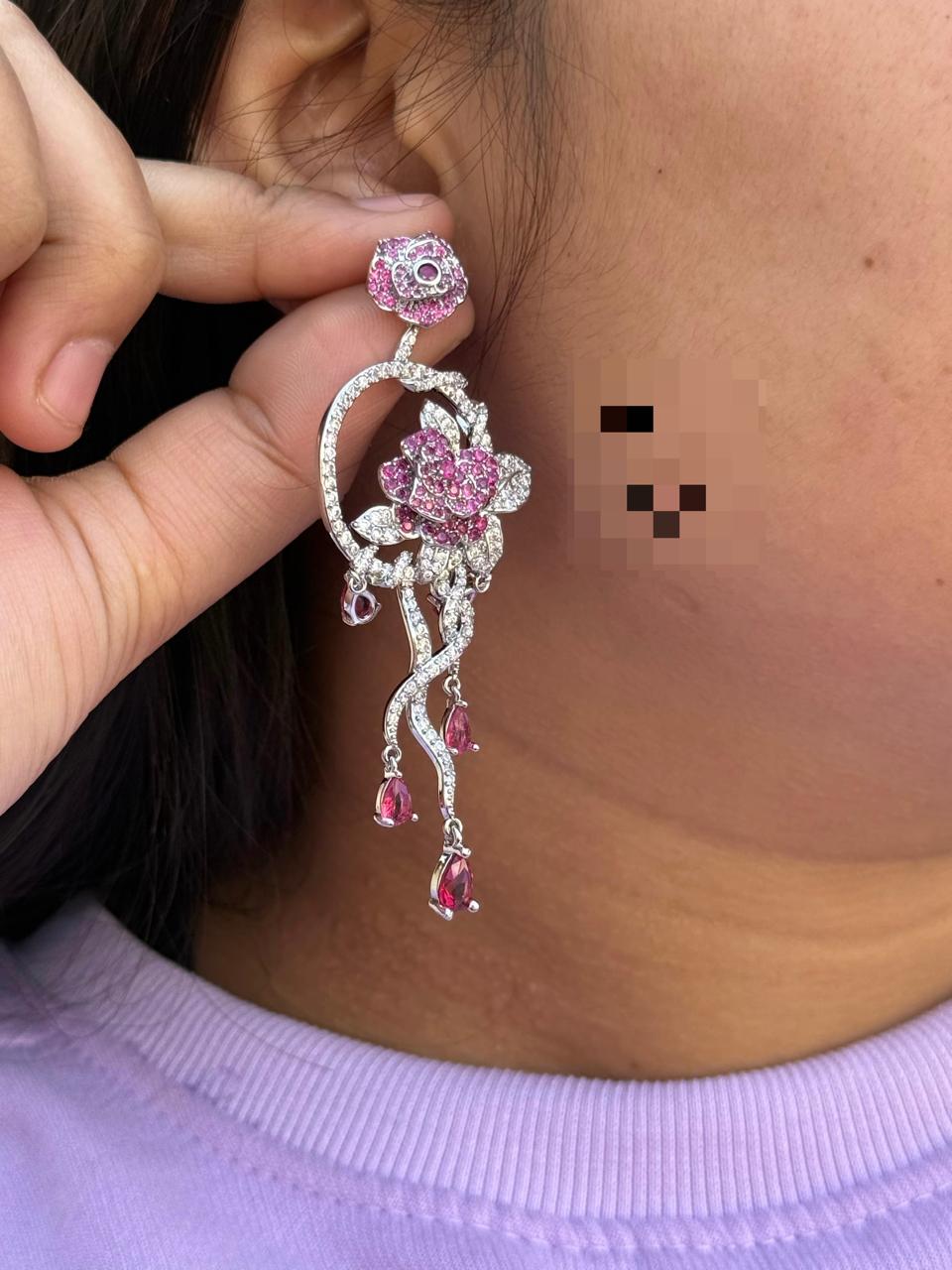 Long Rose AD Earrings